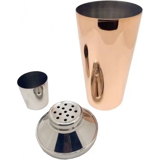 Coqueteleira 750ml 25cm De Altura Aço Inox E Bronze
